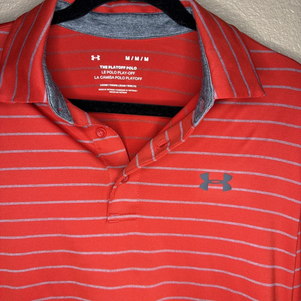 Under Armour Men's Golf Shirt Red Medium The Playoff Polo Golf Performance